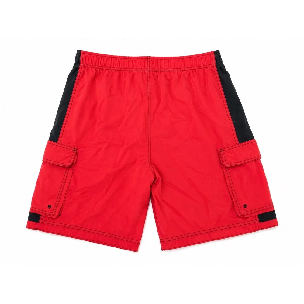 Nike Men's XXL Red Black Cargo Swim Trunks Board Shorts Y2K